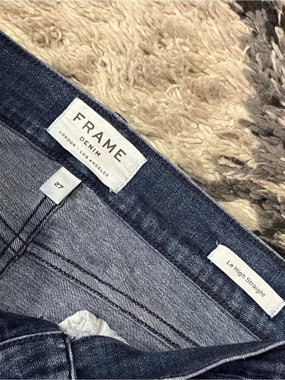 FRAME Le High Straight Jeans Size 27 High Rise Raw Hem Cropped Dark Wash - Picture 3 of 6